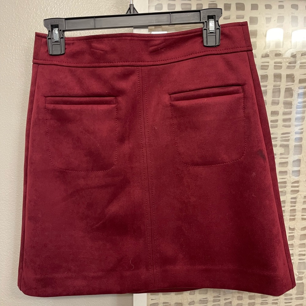 Deep Red Suede Skirt